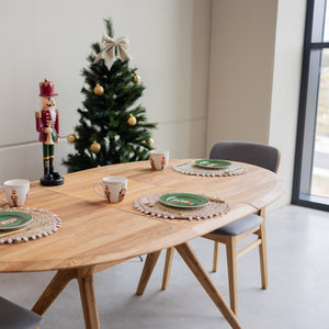 NordicStory Mesa de jantar extensível em carvalho maciço Carmen