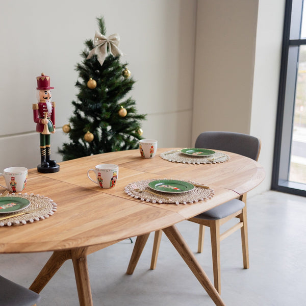NordicStory Mesa de jantar extensível em carvalho maciço Carmen