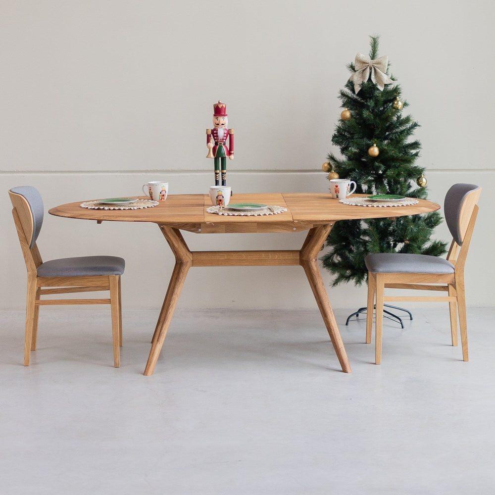 NordicStory Mesa de jantar extensível em carvalho maciço Carmen