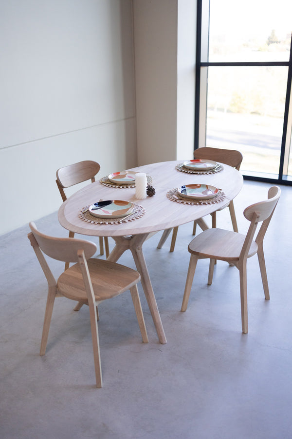 NordicStory Mesa de jantar extensível em carvalho maciço Carmen
