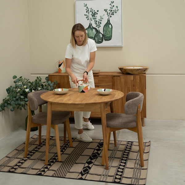 NordicStory Mesa de jantar extensível redonda em carvalho maciço Escandi 3 Roble.Store