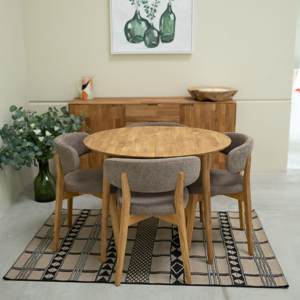 NordicStory Mesa de jantar extensível redonda em carvalho maciço Escandi 3 Roble.Store