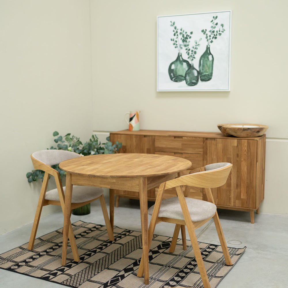 NordicStory Mesa de jantar extensível redonda em carvalho maciço Escandi 3 Roble.Store