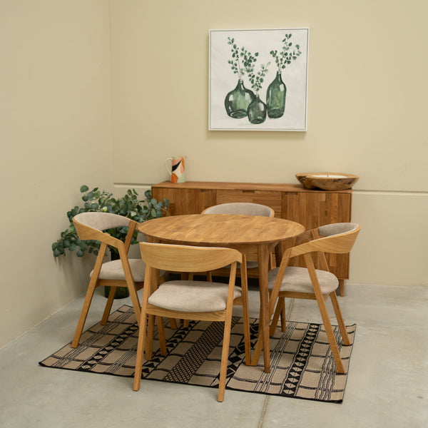 NordicStory Mesa de jantar extensível redonda em carvalho maciço Escandi 3 Roble.Store