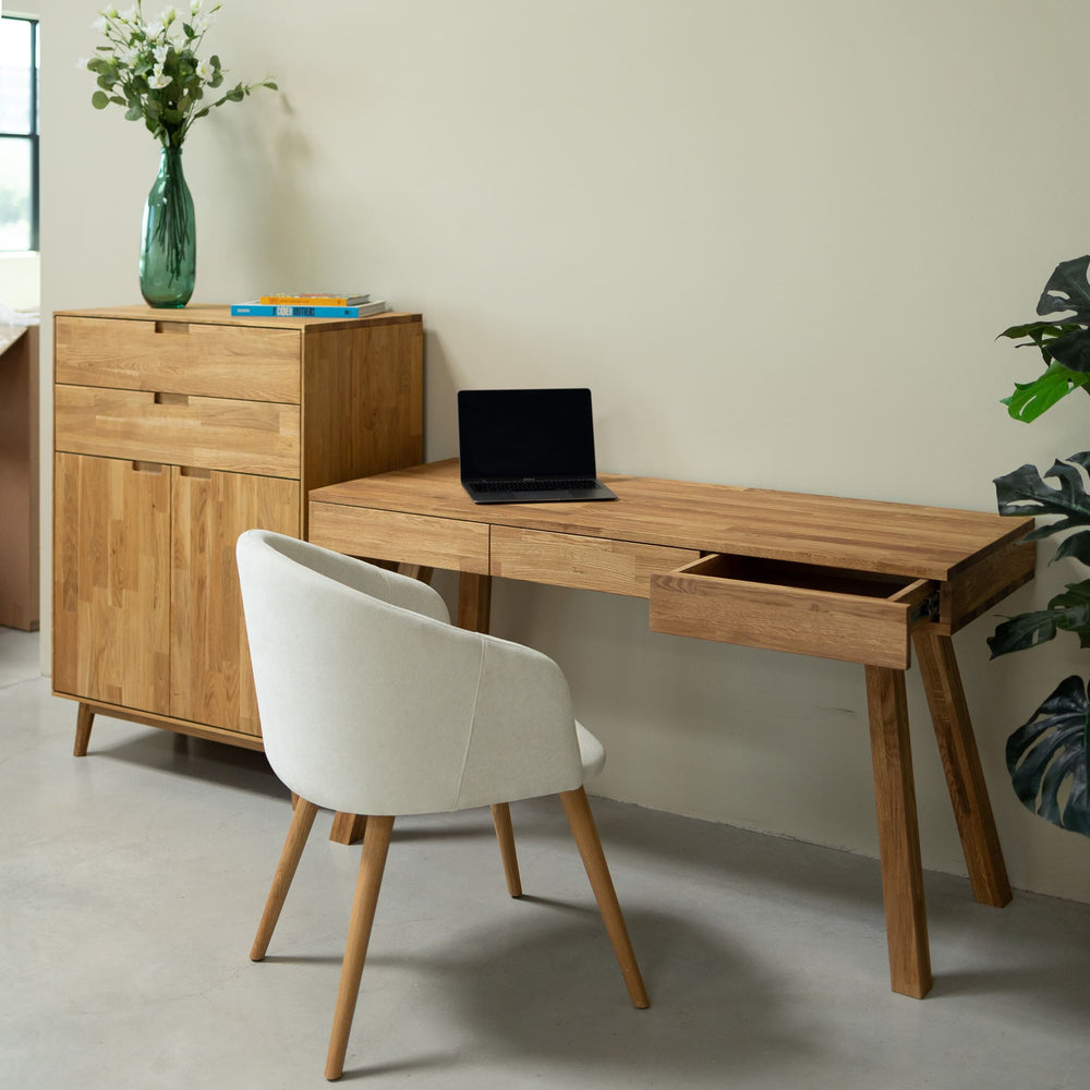 NordicStory Einstein I secretária em carvalho maciço 140 x 55 x 76 cm.
