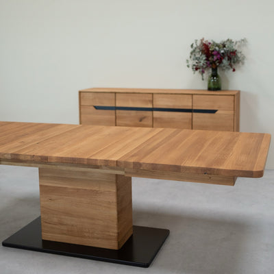 NordicStory Mesa de jantar extensível em carvalho maciço Bremen, 160-250 x 90 x 75 cm.