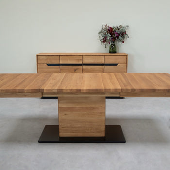 NordicStory Mesa de jantar extensível em carvalho maciço Bremen, 160-250 x 90 x 75 cm.