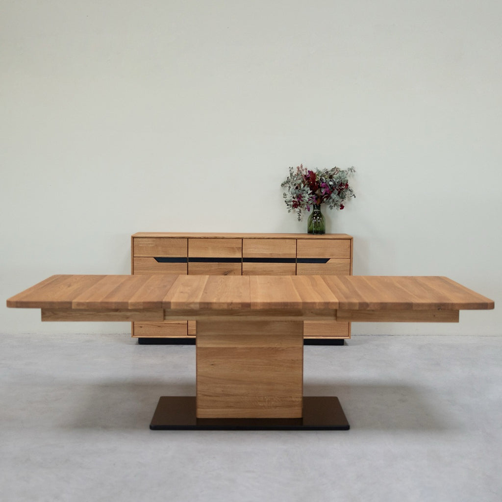 NordicStory Mesa de jantar extensível em carvalho maciço Bremen, 160-250 x 90 x 75 cm.