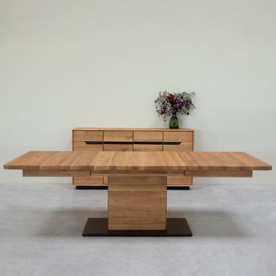 NordicStory Mesa de jantar extensível em carvalho maciço Bremen, 160-250 x 90 x 75 cm.