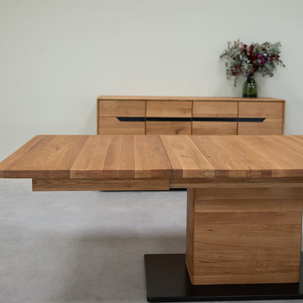 NordicStory Mesa de jantar extensível em carvalho maciço Bremen, 160-250 x 90 x 75 cm.
