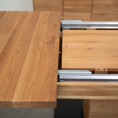 NordicStory Mesa de jantar extensível em carvalho maciço Bremen, 160-250 x 90 x 75 cm.