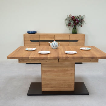 NordicStory Mesa de jantar extensível em carvalho maciço Bremen, 160-250 x 90 x 75 cm.