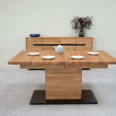NordicStory Mesa de jantar extensível em carvalho maciço Bremen, 160-250 x 90 x 75 cm.