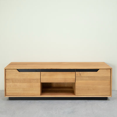 Suporte de TV NordicStory em carvalho maciço Bremen, 160 x 42 x 50 cm.