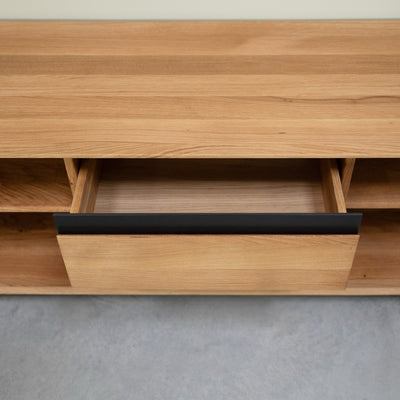 Suporte de TV NordicStory em carvalho maciço Bremen, 160 x 42 x 50 cm.