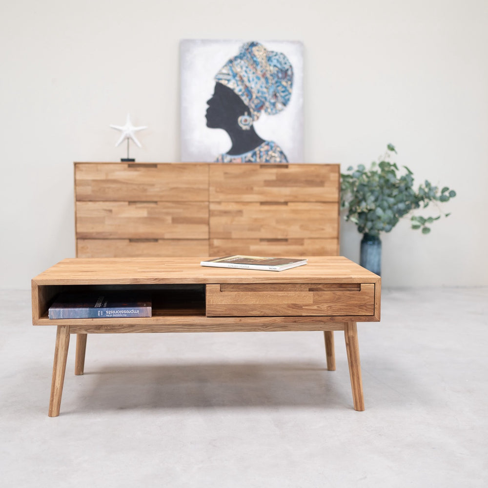 Mesa de café de carvalho maciço Escandi 8