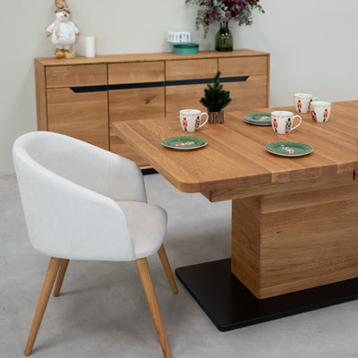NordicStory Mesa de jantar extensível em carvalho maciço Bremen, 160-250 x 90 x 75 cm.