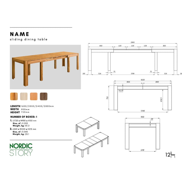 NordicStory Mesa de jantar extensível em carvalho maciço XL