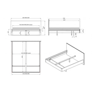 Cama de casal em madeira maciça de carvalho Pola