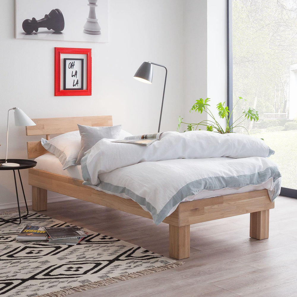 Cama sólida de carvalho 90 x 200 cm / 140 x 200 cm / 160 x 200 cm / 180 x 200 cm estilo escandinavo