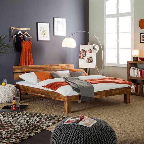 Cama sólida de carvalho 90 x 200 cm / 140 x 200 cm / 160 x 200 cm / 180 x 200 cm estilo escandinavo