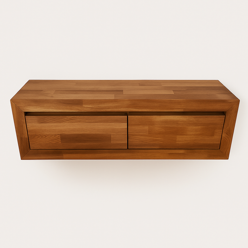 Mesa de consola com aparador flutuante em carvalho maciço Sven, 120 / 100 x 25 x 30 cm | NordicStory