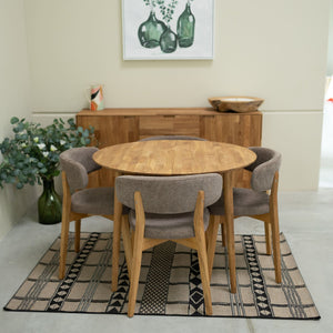Mesa de jantar redonda extensível em carvalho maciço Escandi 3, 100-130 x 100 x 75 cm | NordicStory