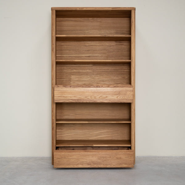 Libreria Estanteria de pared con 2 cajones de madera maciza de roble Elsa 2 | NordicStory