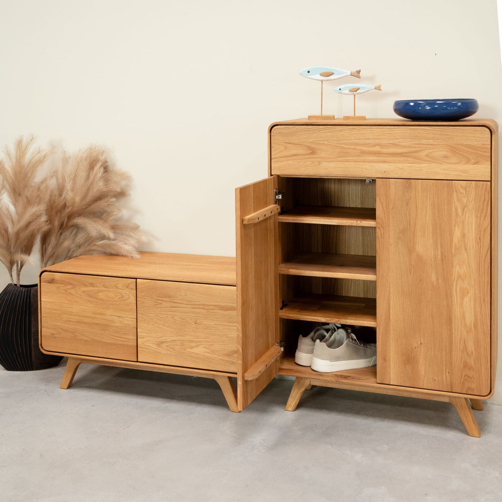 Sapateira de madeira maciça de carvalho sustentável Geneva RobleStore NordicStory