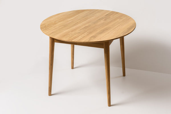 NordicStory Mesa de jantar redonda extensível em carvalho maciço 93-123 x 93 x 75 cm.