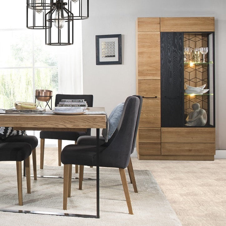 LoftStory Armário expositor de madeira de carvalho