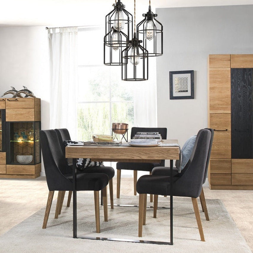LoftStory Mesa de jantar extensível com pés metálicos Desenho industrial nórdico