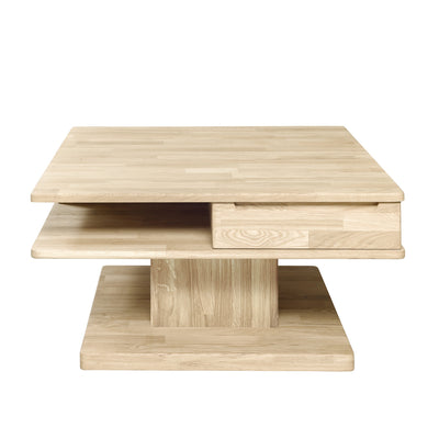 Mesa de café em madeira maciça de carvalho estilo rústico