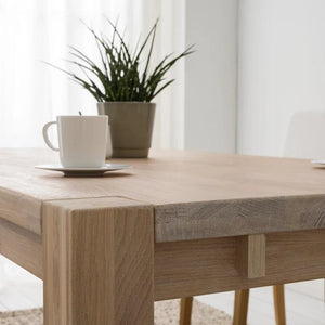 NordicStory Mesa de jantar extensível em madeira maciça de carvalho