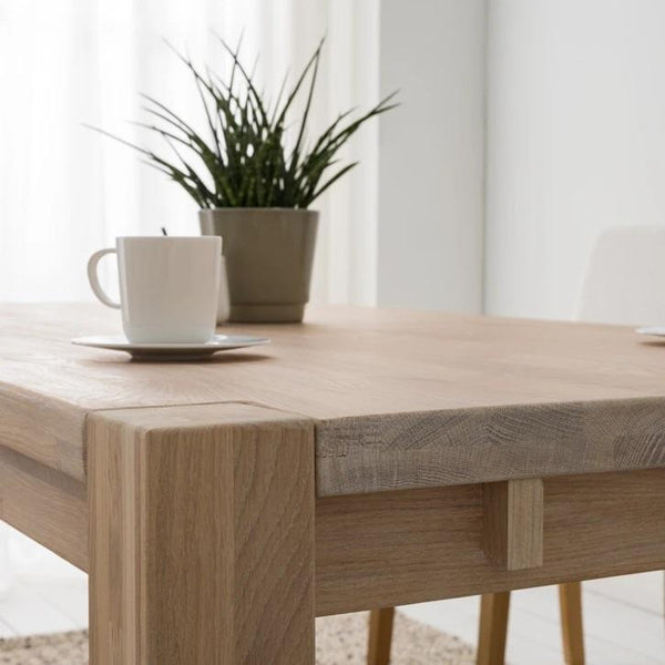 NordicStory Mesa de jantar extensível em madeira maciça de carvalho