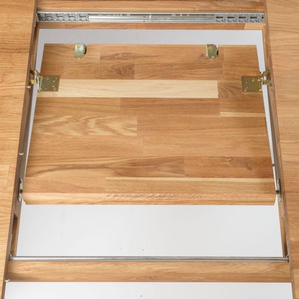 Mesa de jantar extensível NordicStory France em carvalho maciço 120-160 x 80 x 75 cm.