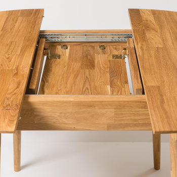 NordicStory prolongando mesa de jantar Scandi 100-130cm madeira maciça de carvalho 100 branqueada natural