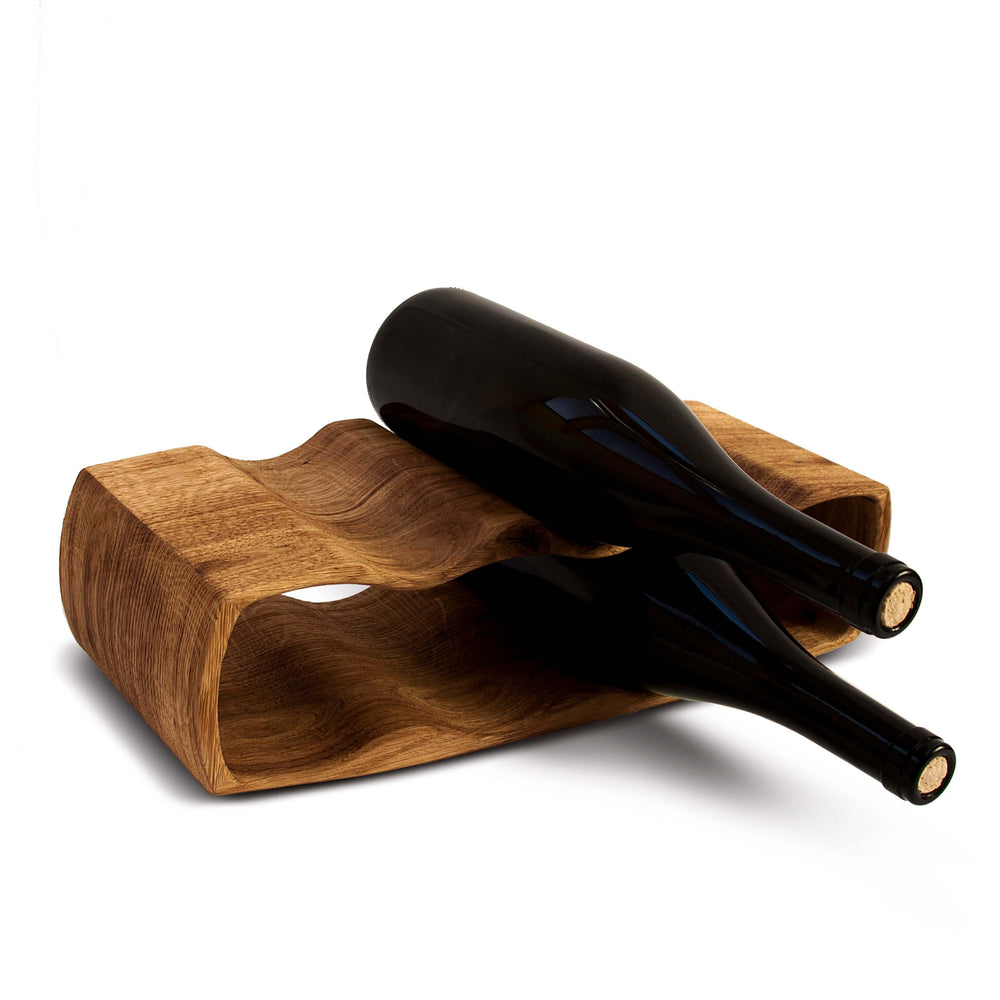 NordicStory QAD, prateleira de vinho de carvalho feito à mão para 7 garrafas