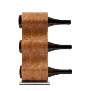 NordicStory Estante de vinho de carvalho feito à mão SLIM, estante de vinho para 3 garrafas