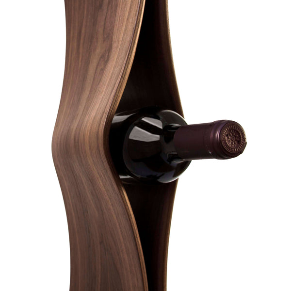 NordicStory Estante de vinho de carvalho feito à mão TWIST, estante de vinho para 4 garrafas