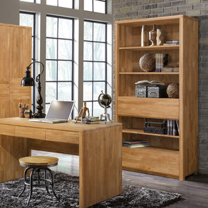 NordicStory Elsa 2 Estante de livros Elsa Wall Estante de livros com 2 gavetas Carvalho Natural Escandinavo Escandinavo de madeira maciça Nordic Nordic Living Room Office