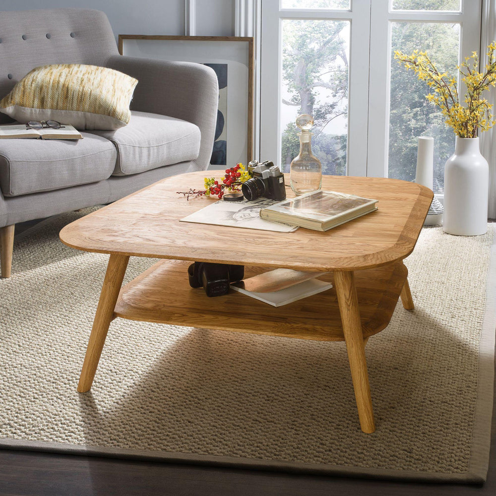 NordicStory Escandi Coffee Table 4 Sala de estar escandinava em madeira natural de carvalho maciço
