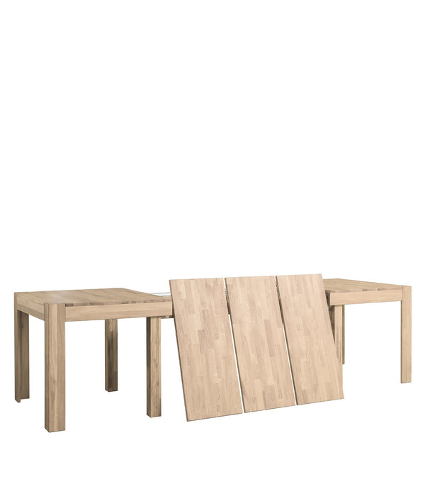 NordicStory Mesa de jantar extensível em madeira maciça de carvalho