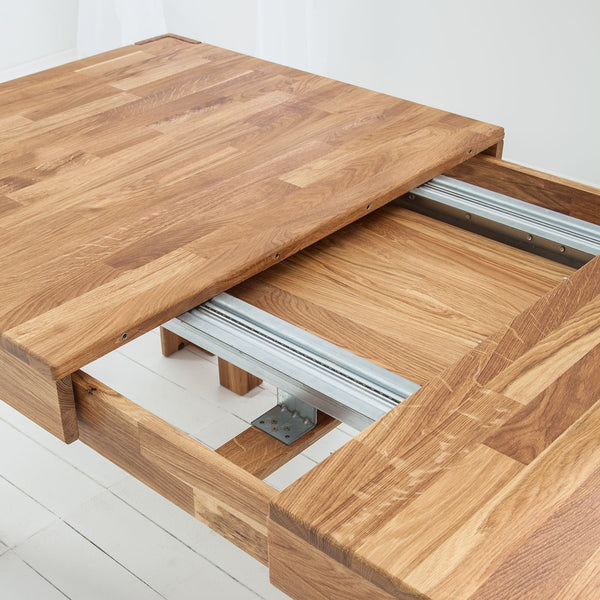 NordicStory Mesa de jantar extensível em madeira maciça de carvalho
