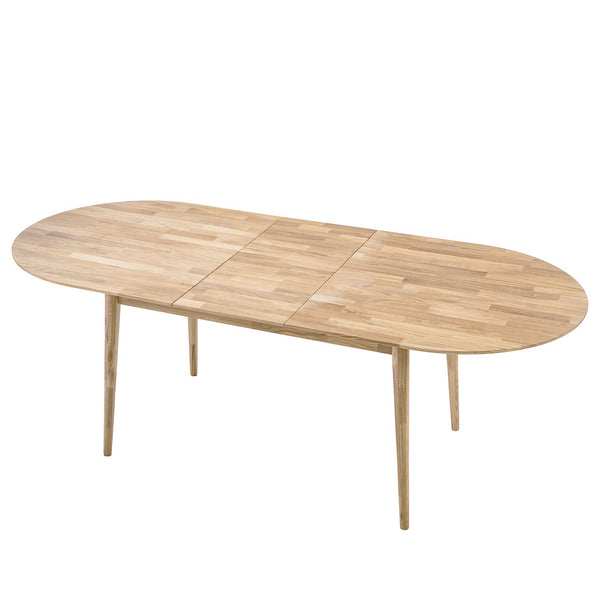 NordicStory Mesa de jantar oval extensível em carvalho maciço
