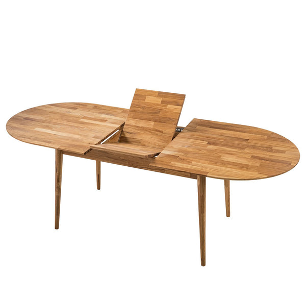 NordicStory Mesa de jantar oval extensível em carvalho maciço