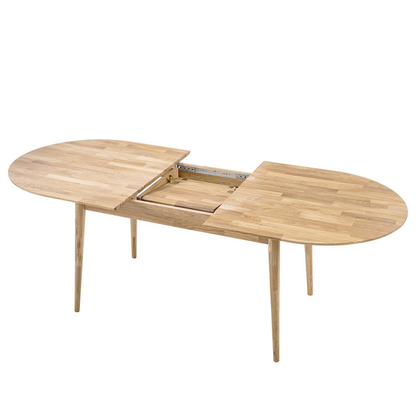 NordicStory Mesa de jantar oval extensível em carvalho maciço