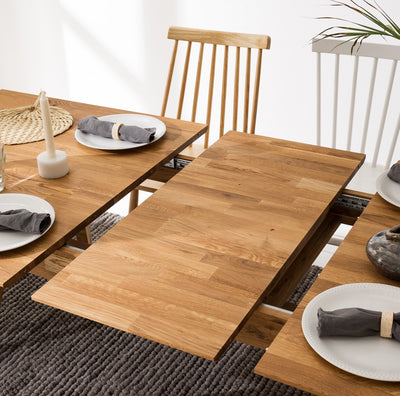 NordicStory Rectangular mesa de jantar extensível em carvalho maciço "Escandi".