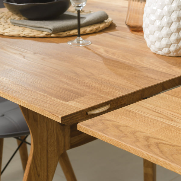NordicStory Mesa de jantar extensível em madeira maciça de carvalho
