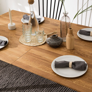 NordicStory Mesa de jantar extensível em madeira maciça de carvalho